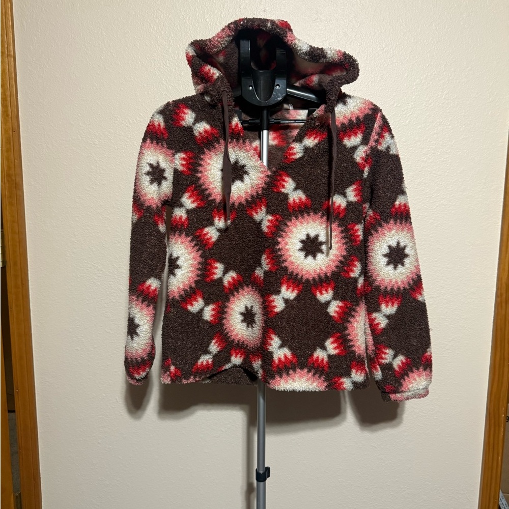 LOFT Women's V-Neck Sweater - Red, Brown, Cream